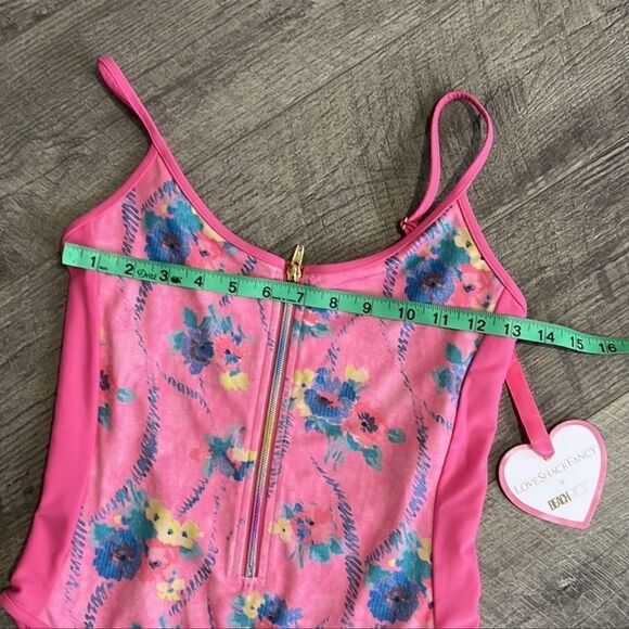 NWT LoveShackFancy X Beach Riot Pink Cheryl One Piece Hints of Hibiscus Suit S - Picture 12 of 14
